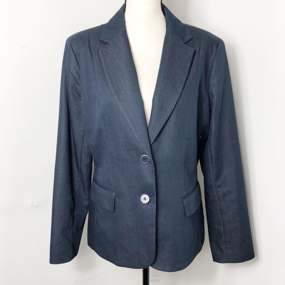 New York & Company Jackets & Blazers - New York & Company Blue Denim Blazer Jacket Plus